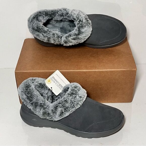Skechers On-the-GO Joy Cozy Catch Suede and Faux Fur Slip-Ons - Picture 3 of 8